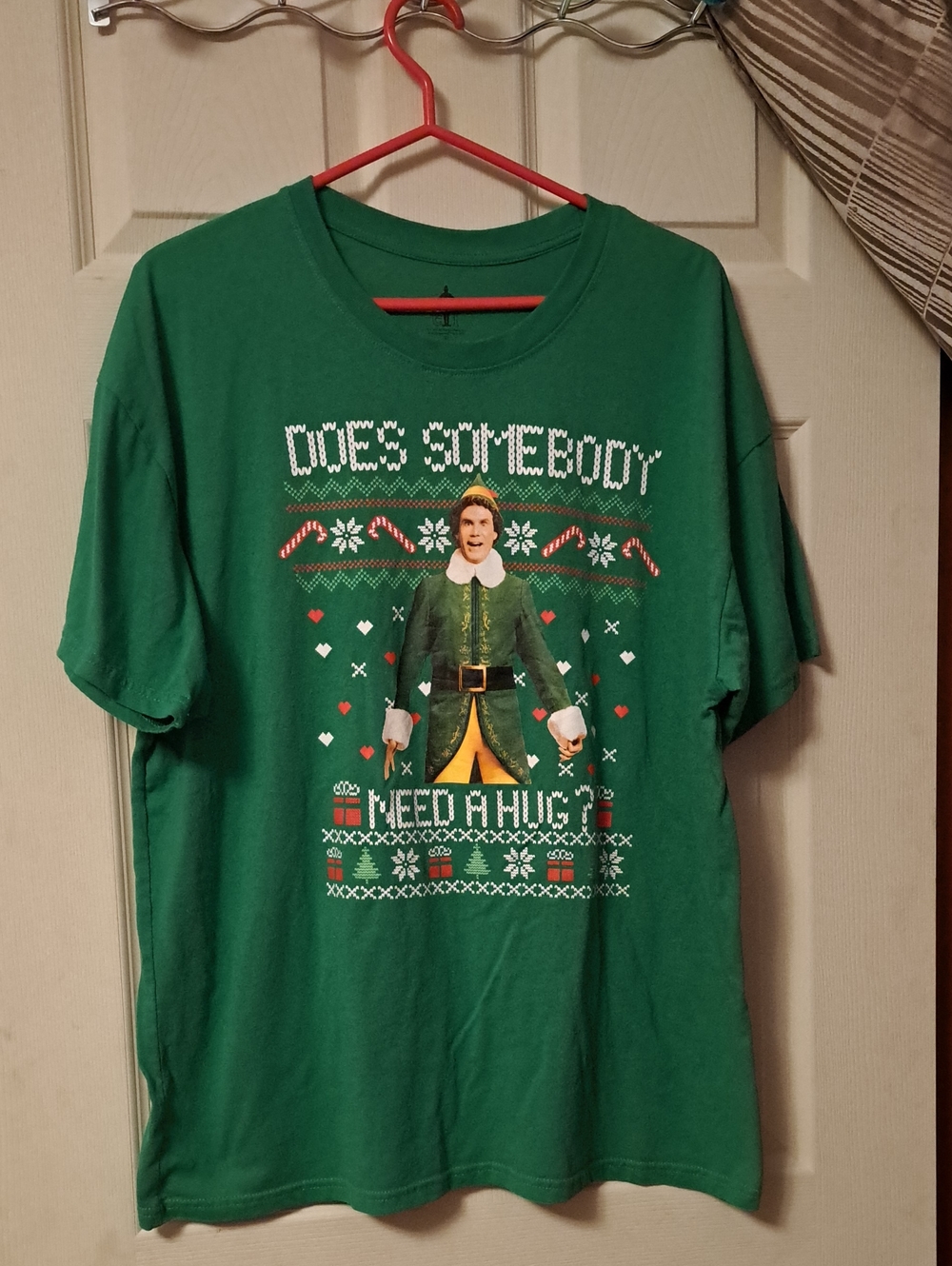 ELF Green Graphic Holiday Tee with Multi-Color Print